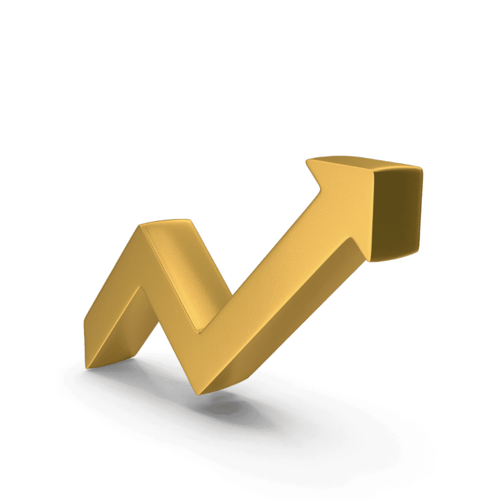Gold 3D growth arrow