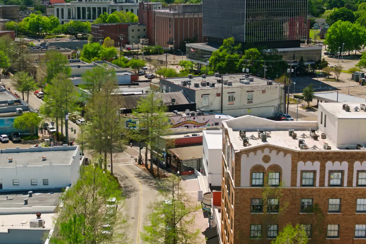 Aerial view of downtown Lafayette, Louisiana