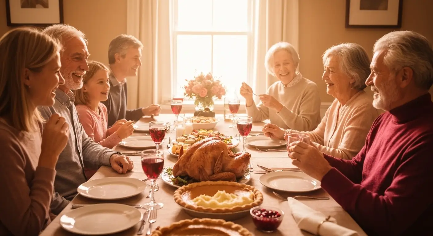 Multigenerational Thanksgiving meal